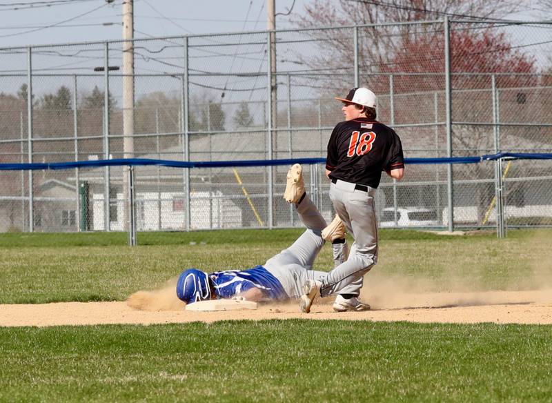 Princeton's Jordan Reinhardt slides into second base Tuesday.