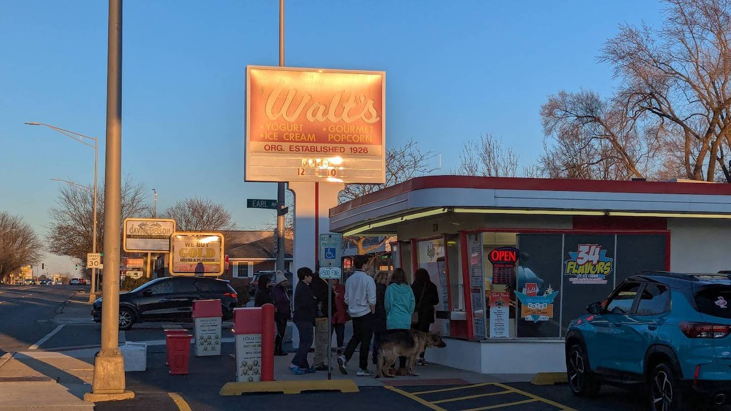 Walt’s Ice Cream at 1314 W Jefferson St. in Joliet traditionally opens for the ice cream season on March 1. Customers didn't mind Saturday's cold or flurries on Saturday, March 1, 2025.