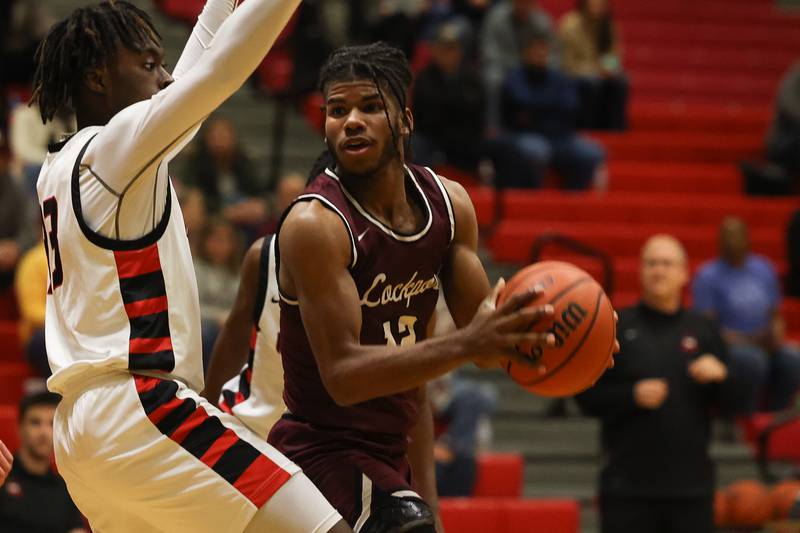 Lockport’s Jalen Falcon looks to make a play against Bolingbrook on Friday, February 10th.