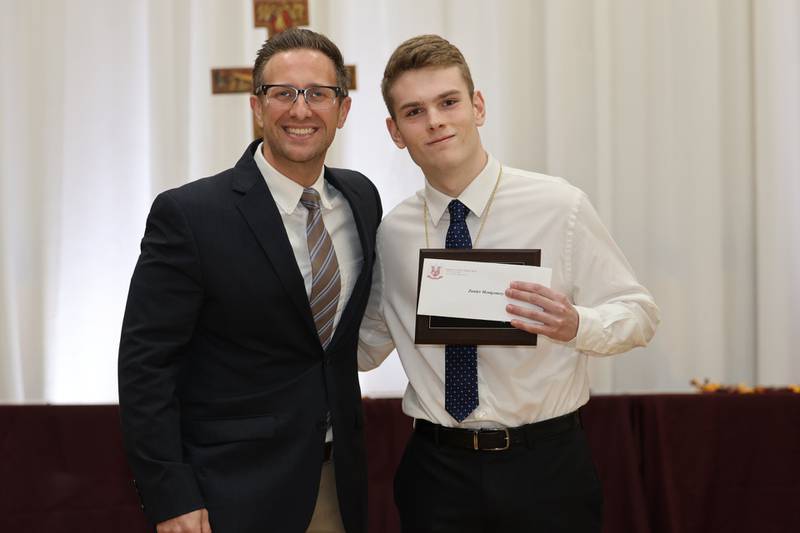 Montini senior Zander Montgomery was awarded the Father John Guiney Memorial Scholarship on Friday, May 17, 2024 at the school’s Founder’s Day Award Ceremony