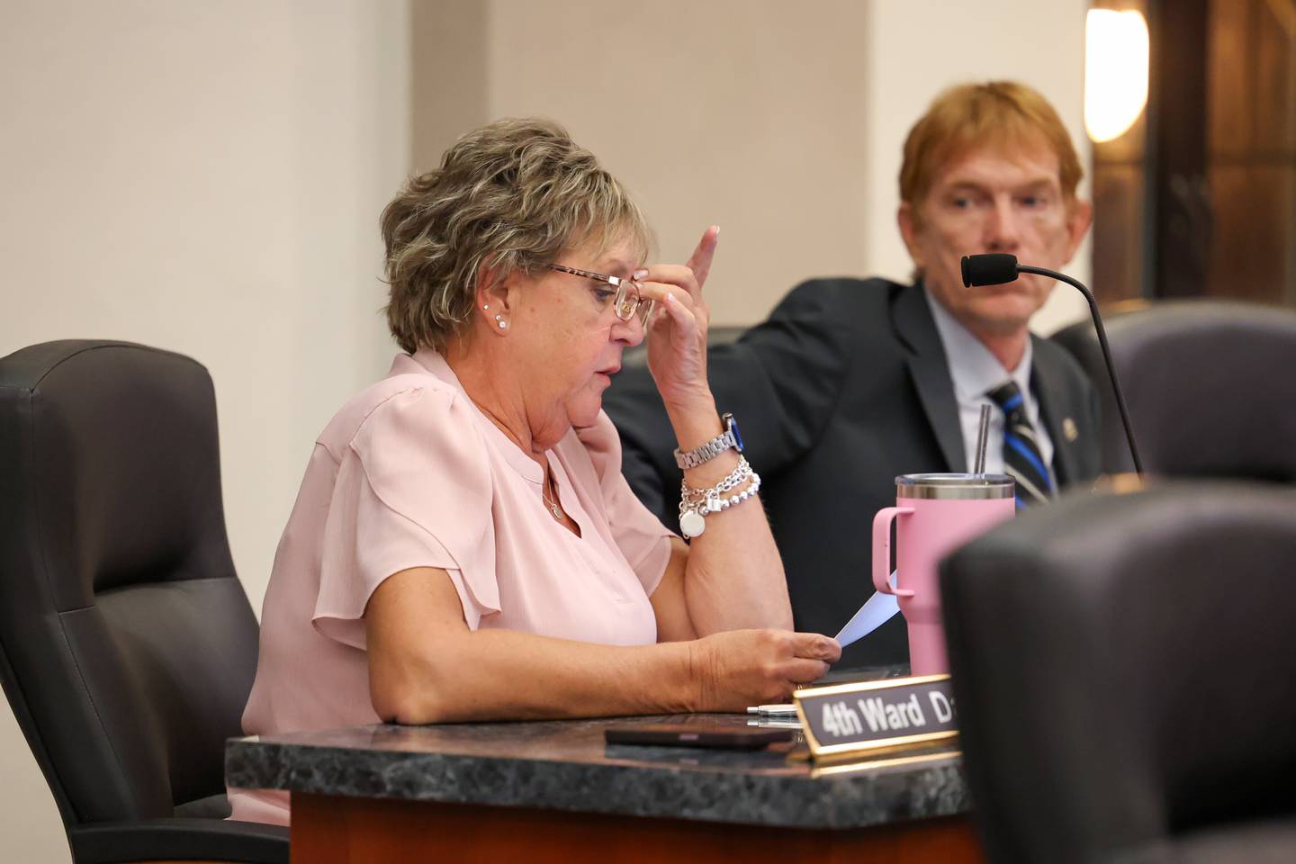 Kankakee 4th Ward Alderwoman Danita Grant Swanson makes a motion to deny the conditional use permit, which would have allowed Fortitude Community Outreach to operate a shelter at 970 E. Court St. in Kankakee. The request was rejected by a 12-0 vote at the Kankakee City Council meeting on Monday, Sept. 15, 2025.