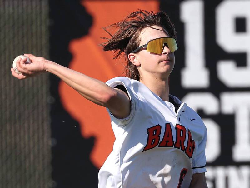 DeKalb's Ruari Bengford-Breneisen throws the ball back into the infield after fielding a base hit in the outfield during their game against Naperville Central Tuesday, April 30, 2024, at DeKalb High School.