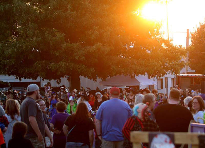 A large crowd watches the Hocus Pocus Hags perform during the Monster Mash Balloon Bash on Saturday, Oct. 12, 2024 at the Bureau County Fairgrounds in Princeton.