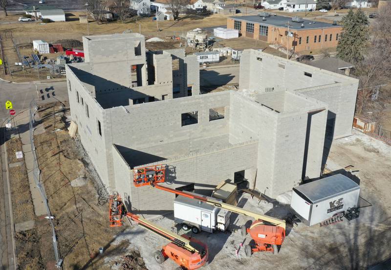 An aerial view of the La Salle-Peru Township High School's new Agriculture Center on the southeast corner of Sixth and Creve Coeur streets on Wednesday, Feb. 11, 2026 in La Salle.