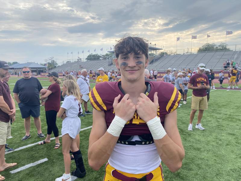 Loyola's Declan Forde caught three touchdowns to help the Ramblers defeat Brother Rice 57-21 on Saturday.