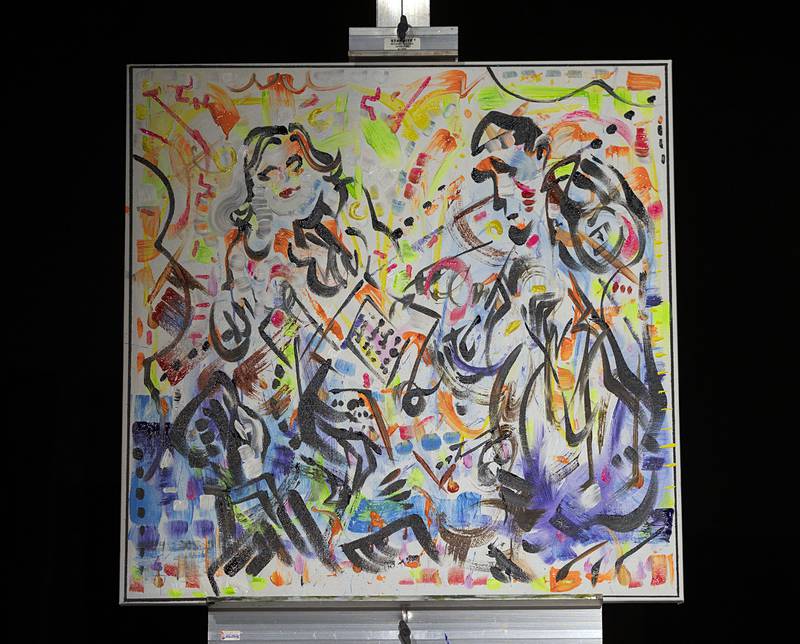 Artist Lewis Achenbach’s finished painting of the quartet Wednesday, Jan. 11, 2023.