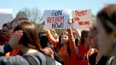 Hundreds of students at Batavia High School walk out of class to protest gun violence