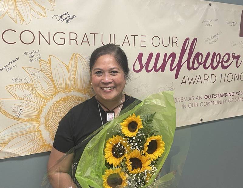 OSF St. Elizabeth Medical Center in Ottawa announced the Sunflower Award was recently presented to Cynthia Sanderson, clinical laboratory scientist in the Lab Department.