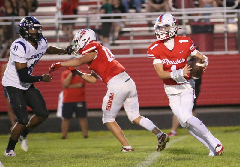 Ottawa quarterback Mark Munson looks to throw a pass against Plano on Friday, Aug. 30, 2024 at King Field.
