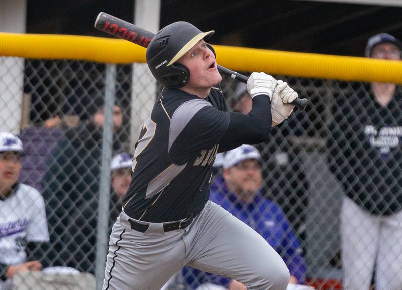 Sycamore's Jimmy Amptmann (27) homers against Plano during a baseball game at Plano High School on Monday, April 4, 2022.
