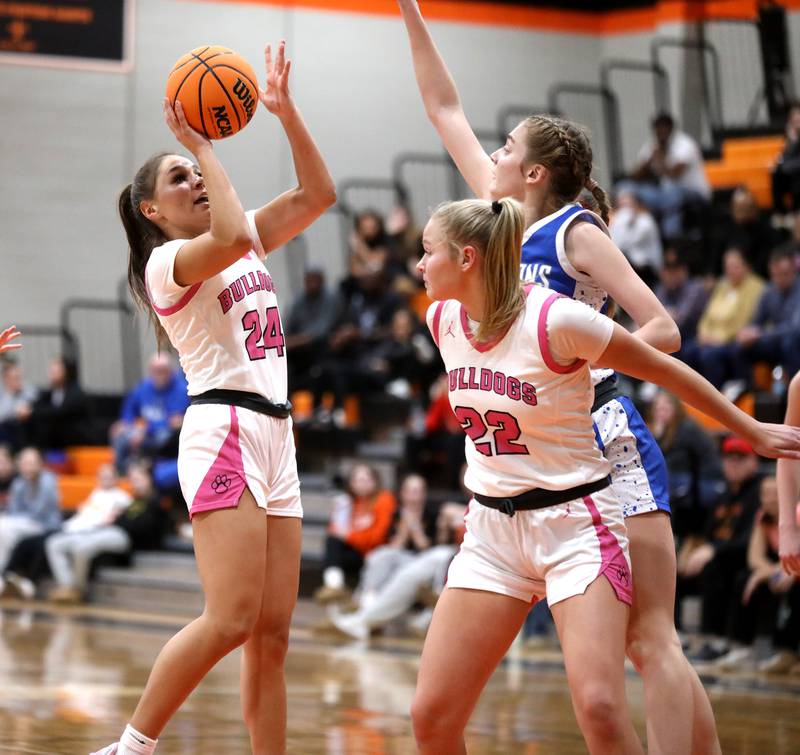 Batavia's Hallie Crane shoots the ball during a Class 4A St. Charles East Sectional semifinal against Wheaton North on Tuesday, Feb. 25, 2025 in St. Charles.