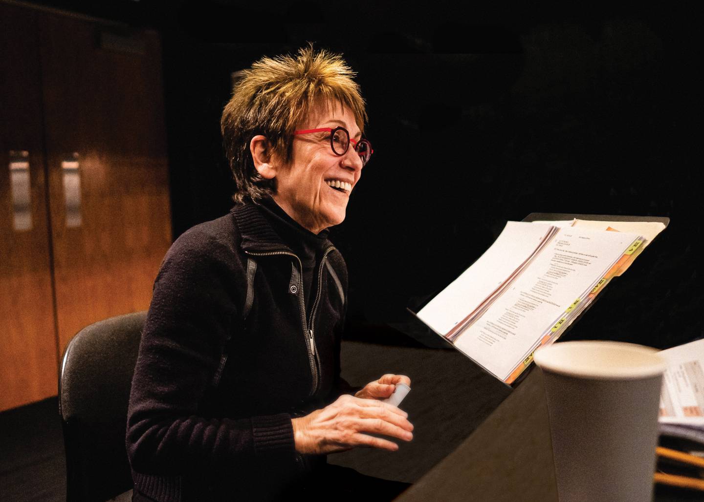 Director Barbara Gaines in rehearsal for The Comedy of Errors, her final production as artistic director of Chicago Shakespeare Theater. Running in the Courtyard Theater, March 9–April 16, 2023. Photo by joe mazza – bravelux.