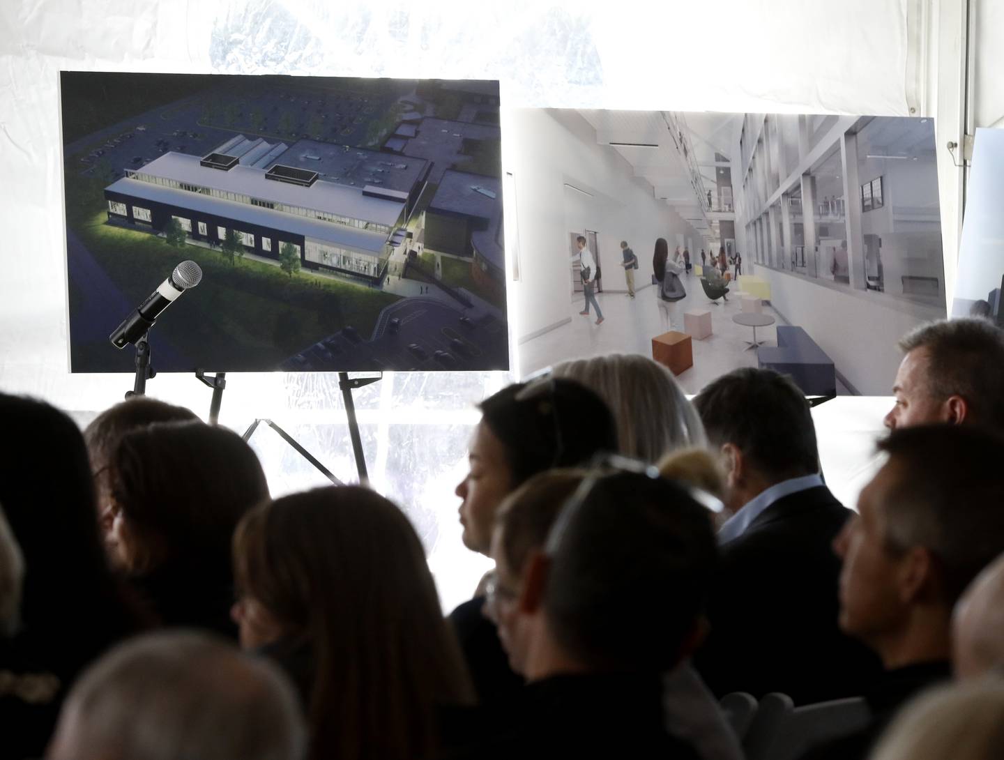 People listen to speakers Wednesday, Oct. 19, 2022, during a groundbreaking ceremony for McHenry County College’s Foglia Center for Advanced Technology and Innovation at the Crystal Lake campus.  During the ceremony, speakers spoke about the future of learning in the new center along with education's role in economic development.