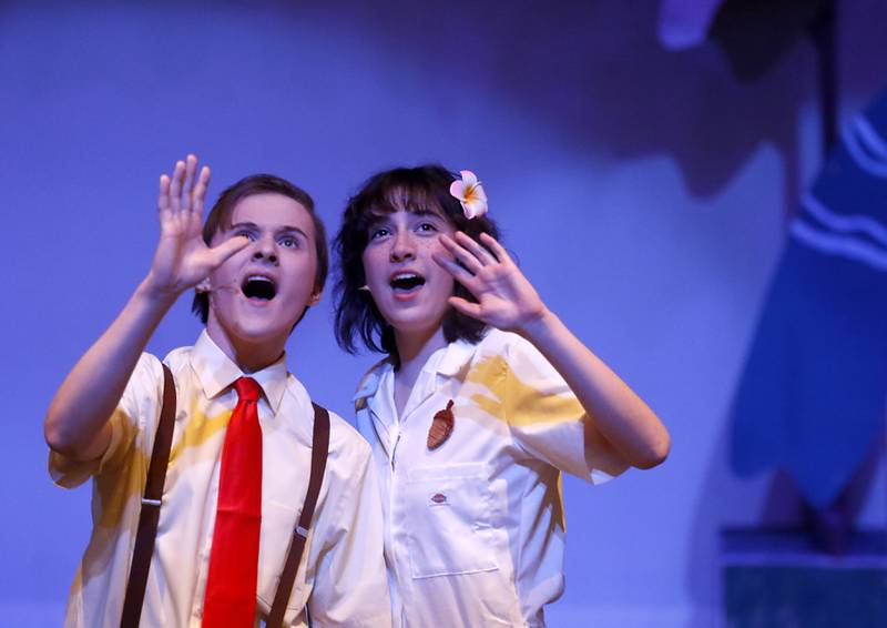 Kadin Henige, playing SpongeBob SquarePants, and Alyssa Thomas, playing Sandy Cheeks, rehearse a scene from the McHenry Community High School’s production of “The SpongeBob Musical” on Tuesday, March 7, 2023, at the school’s Upper Campus. 

Performances are at 7 p.m. March 9, 10, 17 and 18, and 5 p.m. March 11 in the auditorium at Upper Campus, 4716 W. Crystal Lake Road, McHenry.
 
Tickets are $10.50 for adults and $8.50 for students and older residents. Tickets can be purchased at vancoevents.com/us/events/landing/29908.