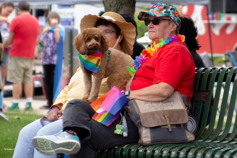 Paraders hold dog on Saturday, June 8, 2024 at Jordan Block Park in Ottawa.