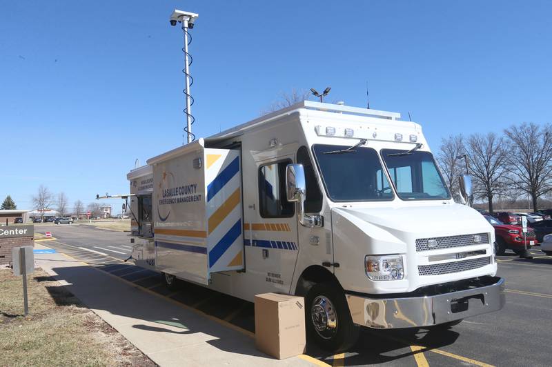 A view of LaSalle County’s new Mobile Operations & Communications Center during an open house on Monday, March 9, 2026 at the La Salle County Government Complex in Ottawa. The 32-foot command vehicle enhances the county’s ability to coordinate emergency response operations, support multi-agency incidents, and maintain resilient communications during disasters and large-scale events.