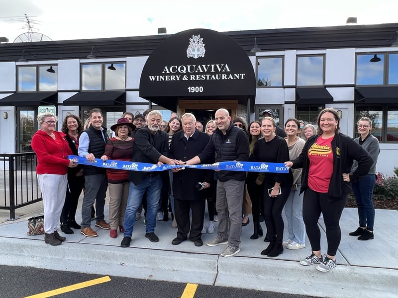 The Batavia Chamber of Commerce celebrated the upcoming opening of the new location for Acquaviva Ristorante Batavia with a ribbon cutting ceremony on Friday, Oct. 20.