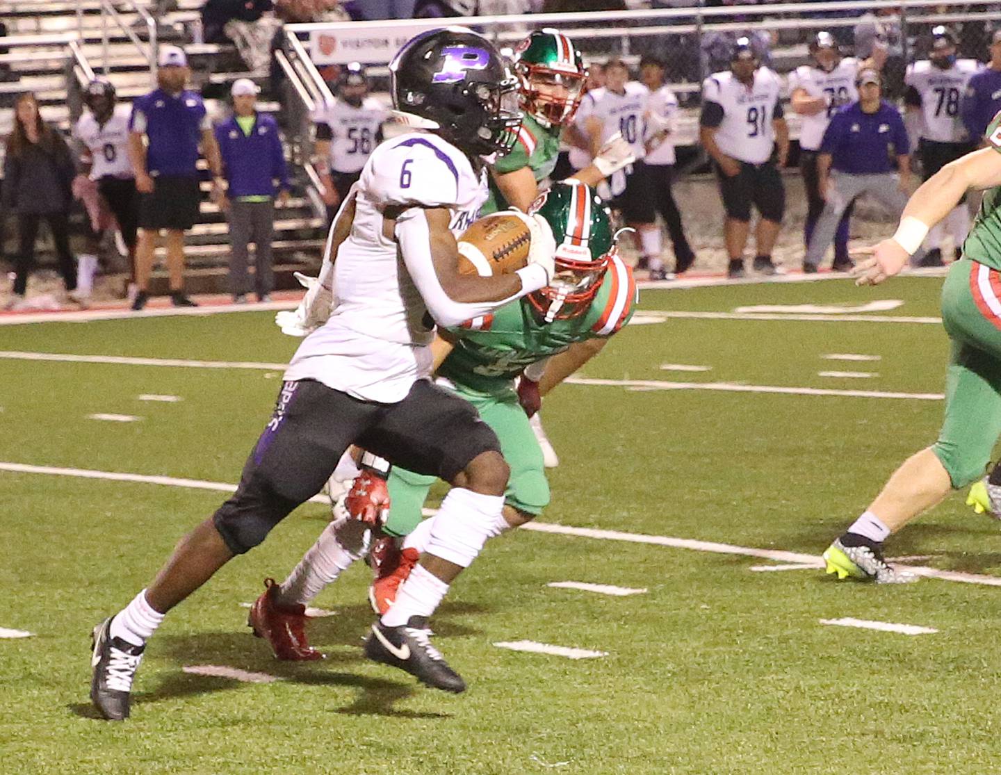 Plano's Waleed Johnson sprints down the field against L-P on Friday, Sept. 15, 2023 at Howard Fellows Stadium.