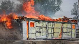 Barn consumed by fire near Huntley, crews stop spread to nearby buildings