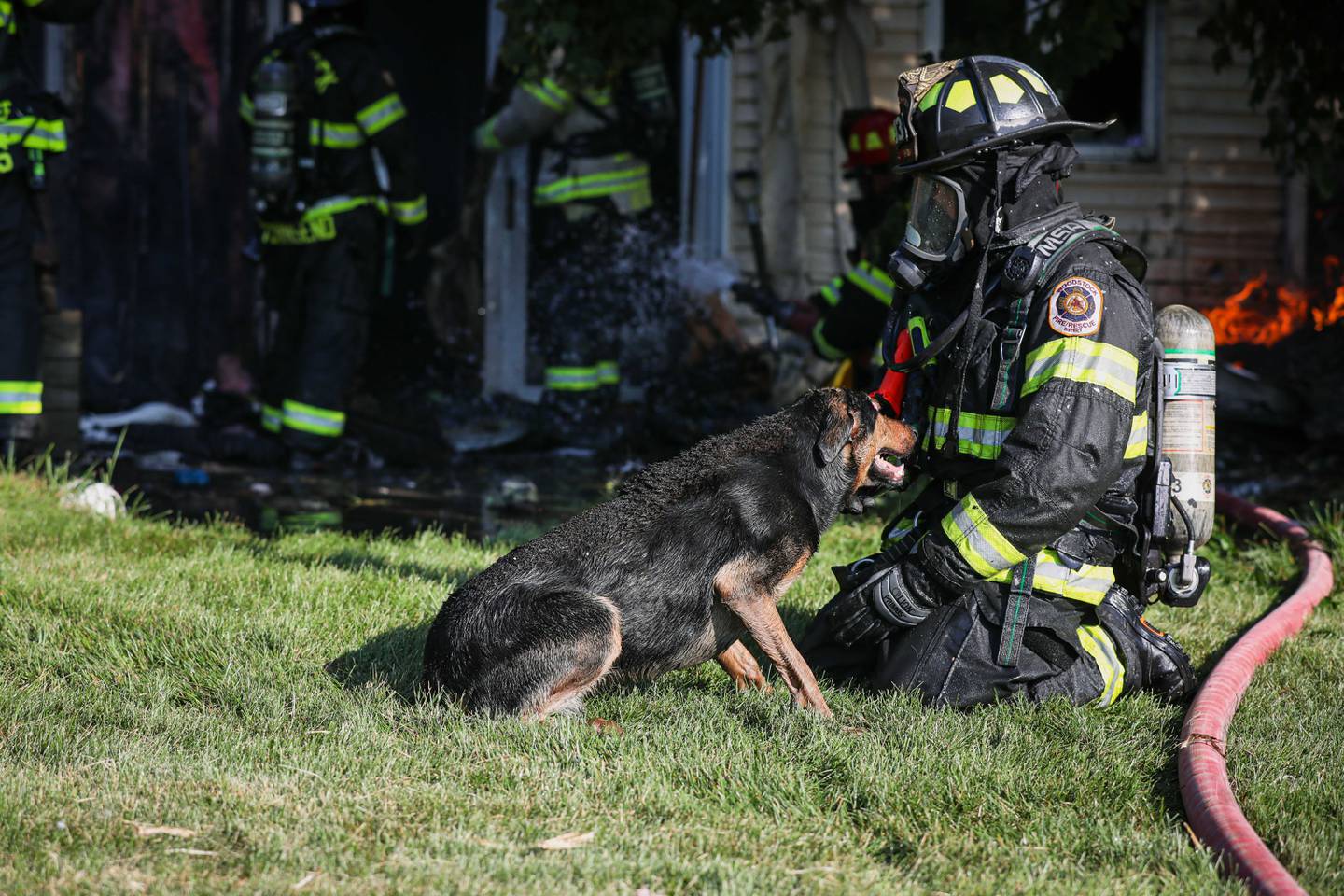 Six dogs remain missing and a home was a total loss after a fire near Woodstock Aug. 8, 2025.