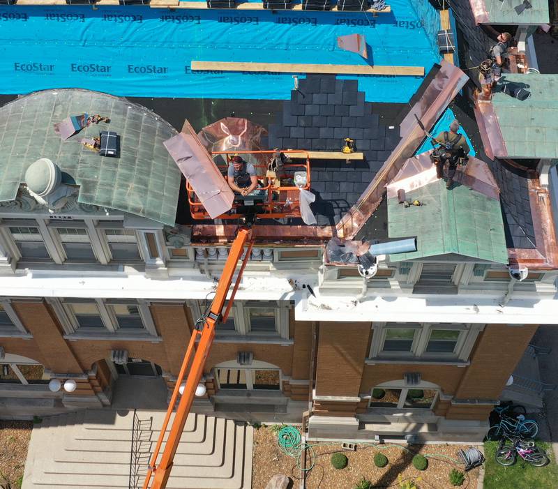 Photos Crews work on the roof of La Salle City Hall Shaw Local