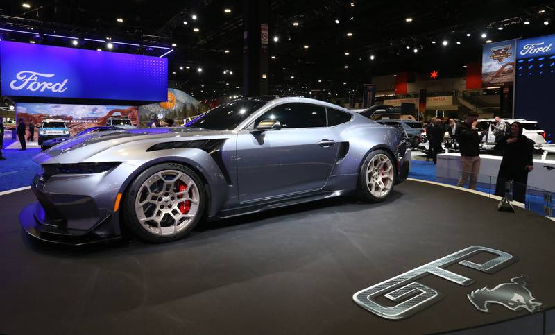 A view of a 2025 Ford Mustang GTD on Thursday, Feb. 8, 2024 during the Chicago Auto Show in McCormick Place.