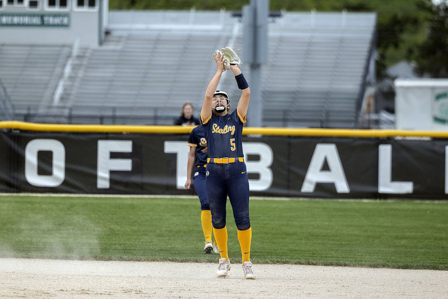 Sterling’s Mya Lira hauls in a pop-up against Rock Falls Friday, May 5, 2023.