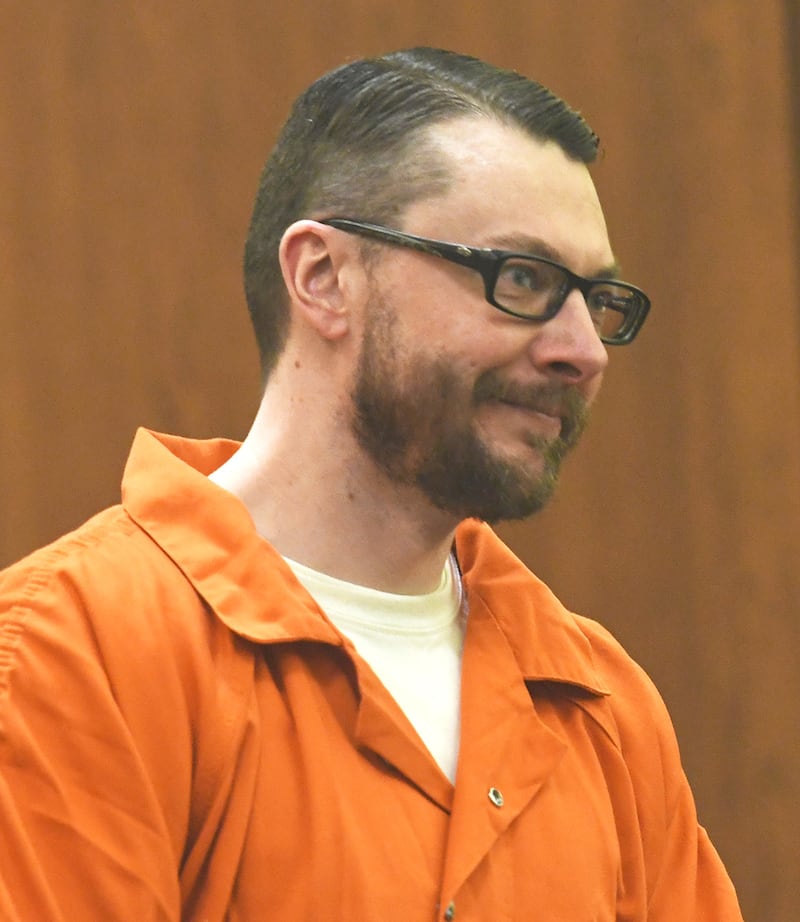 Duane Meyer enters an Ogle County courtroom on Friday, March 13, 2026.