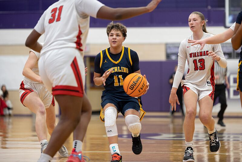 Sterling’s Joslynn James pulls up for a shot against Stillman Valley Saturday, Dec. 27, at the Duchesses Basketball Christmas Classic.