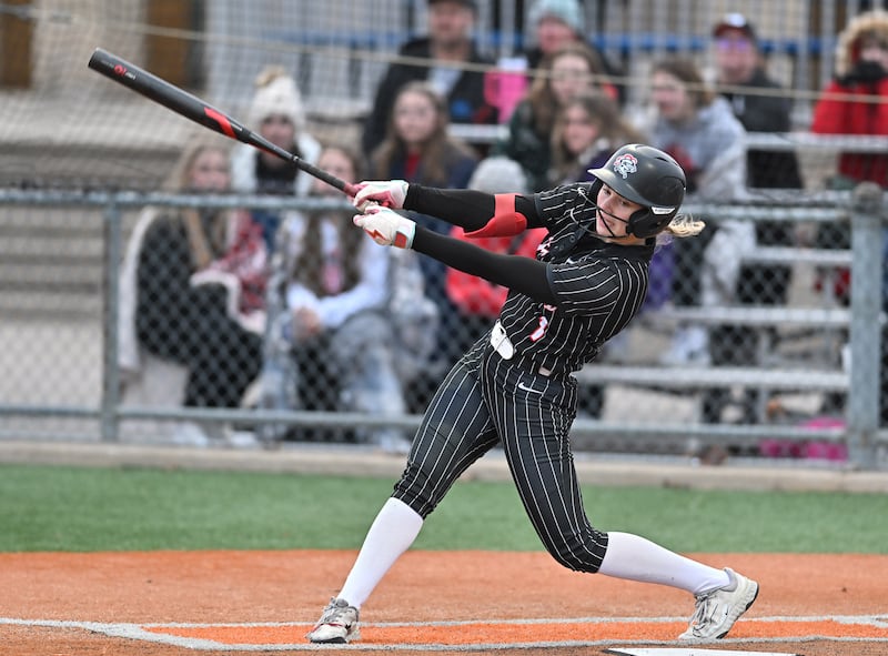 Lincoln-way Central's Ellie Mclaughlin at bat during the WJOL championship game against Providence Catholic on Thursday, April. 03, 2025, at Joliet.