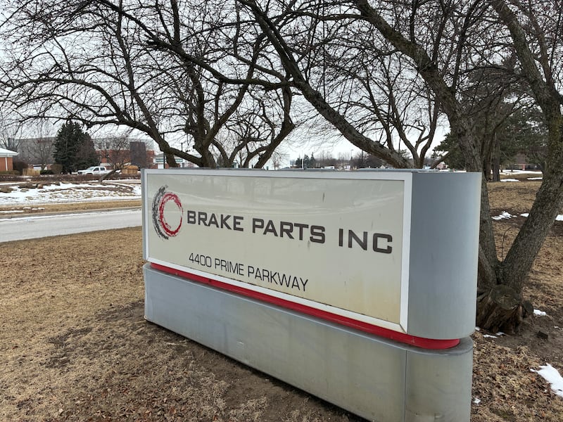 McHenry's Brake Parts Inc., sign on Thursday, Feb. 5, 2026. McHenry hopes a new user will purchase and reopen the three buildings.