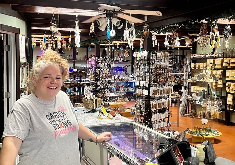 Owner Suzy Simmer stands ready to greet customers at Saged Souls in Rock Falls on June 27, 2025.