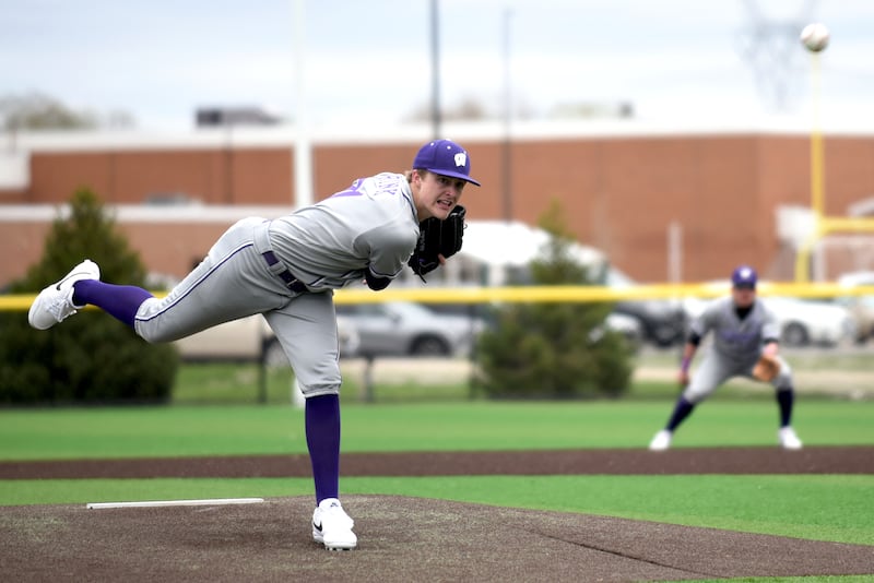 Wilmington's Lucas Rink throws a pitch during a game at Coal City Monday, April 21, 2025.
