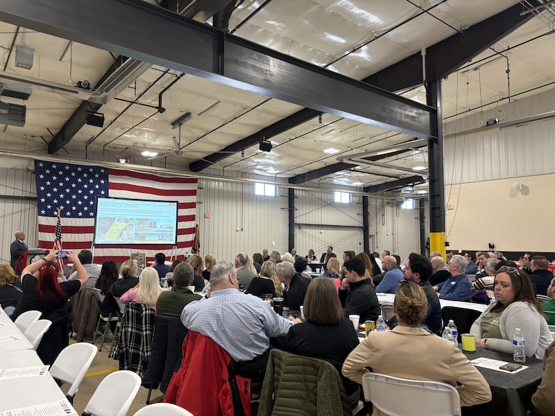 Huntley community members listen to Village Manager Dave Johnson at State of Huntley Feb. 25, 2025.