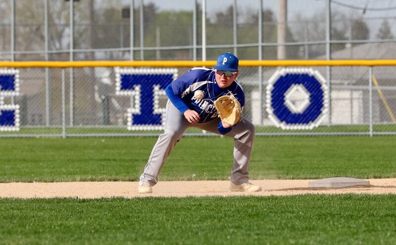 Princeton short stop Jordan Reinhardt fields a ball Tuesday at Prather Field against Newman.
