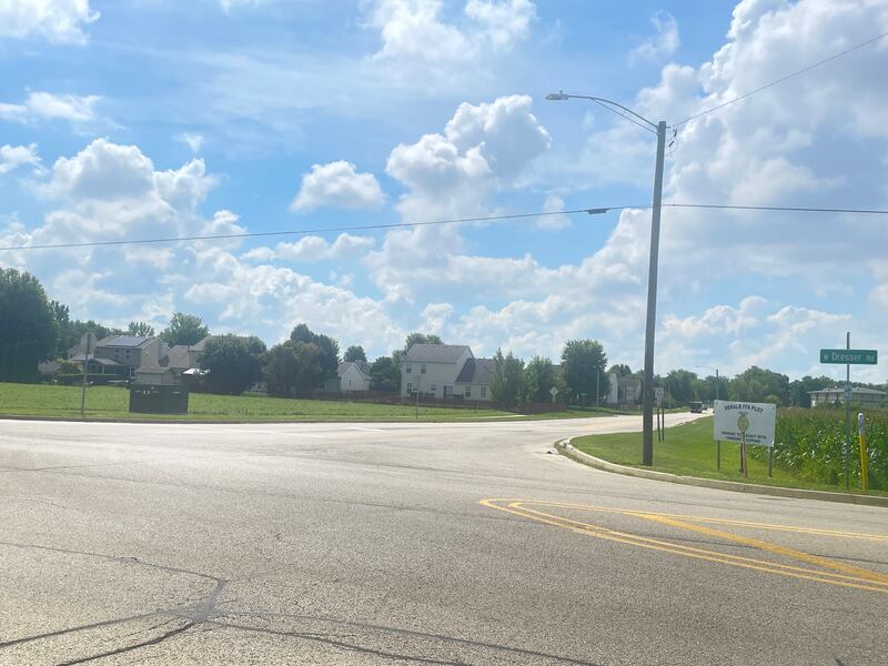 The intersection of Normal and Dresser roads in DeKalb, where a roundabout is in preliminary talks, is shown on Friday, Aug. 22, 2025.