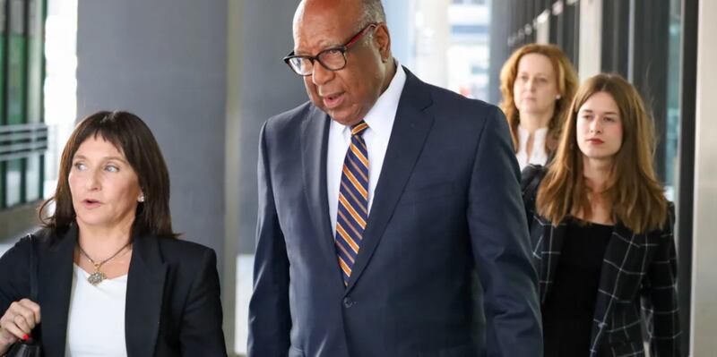 Former Commonwealth Edison executive John Hooker walks out of Chicago’s Dirksen Federal Courthouse on Monday, July 14, after being sentenced to 1.5 years in prison and a $500,000 fine for his role in bribing ex-Illinois House Speaker Michael Madigan.
