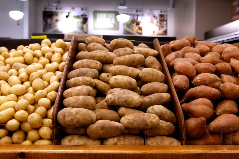 Potatoes for sale at the Food Shed, McHenry County's first co-op grocery store, on Friday, May 10, 2024, The he store opens on May 15.