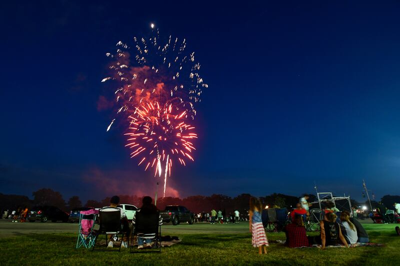 Spectators watch Kankakee's fireworks show from Beckman Park on July 4, 2024.