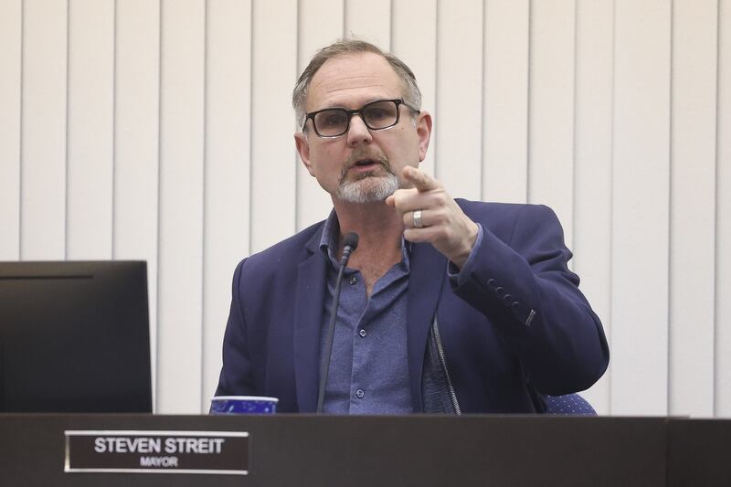Mayor Steven Streit addresses a member of the audience at the Lockport City Council meeting on Wednesday, Feb. 7th 2024 in Lockport.