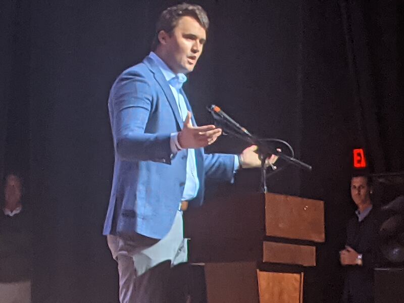 Conservative activist Charlie Kirk was at the Arcada Theatre in St. Charles in 2022 for what he was promoting as a “no forced masks” rally.