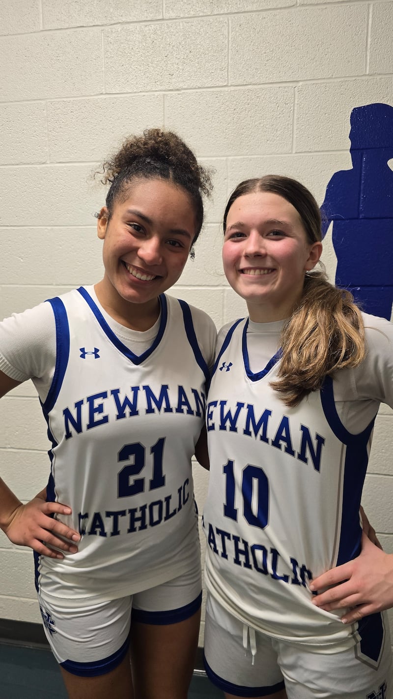 Newman's Gisselle Martin, left, and Elaina Allen.