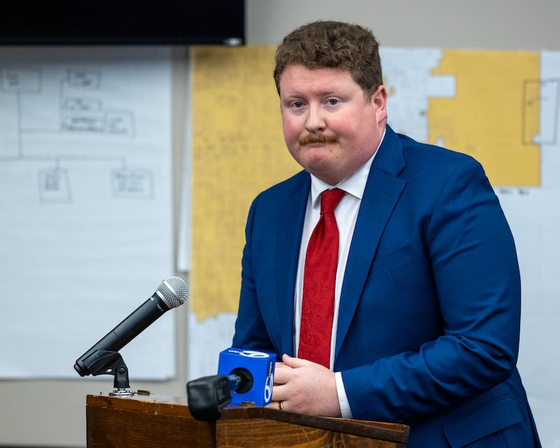 City Manager Yates McLaughlin presents to the Streator City Council on the tornado damage Streator suffered last Thursday at the Streator City Hall on June 17, 2026.