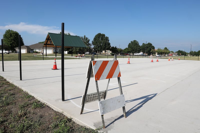 The pickleball courts at Ed Hayes Park in Bourbonnais remain unfinished on July 9, 2025.