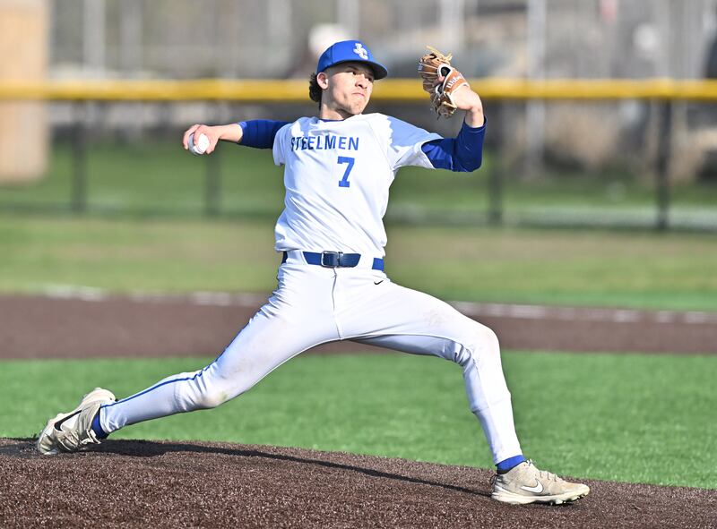 Joliet Central's Daniel Quiros throws a pitch during the non-conference game against Bolingbrook on Thursday, April. 10, 2025, at Joliet.