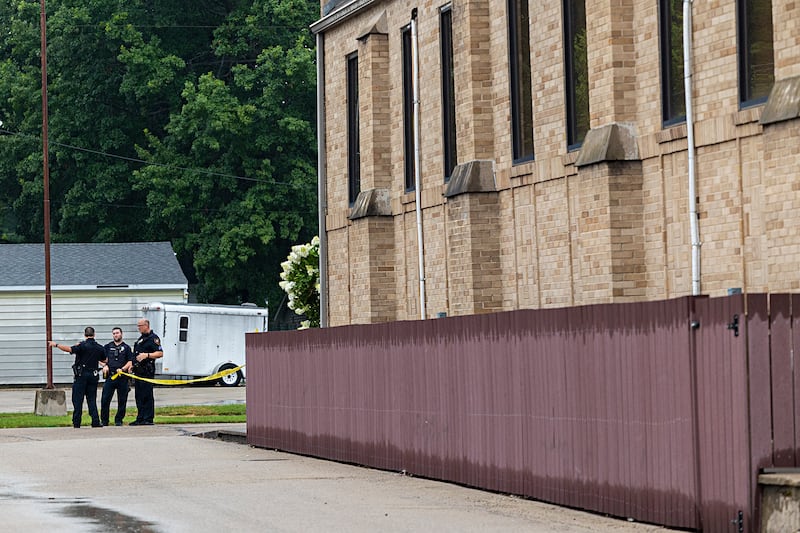 Officers rope off an area of East Fifth Street in Sterling on Tuesday, July 23, 2024 after a shooting.