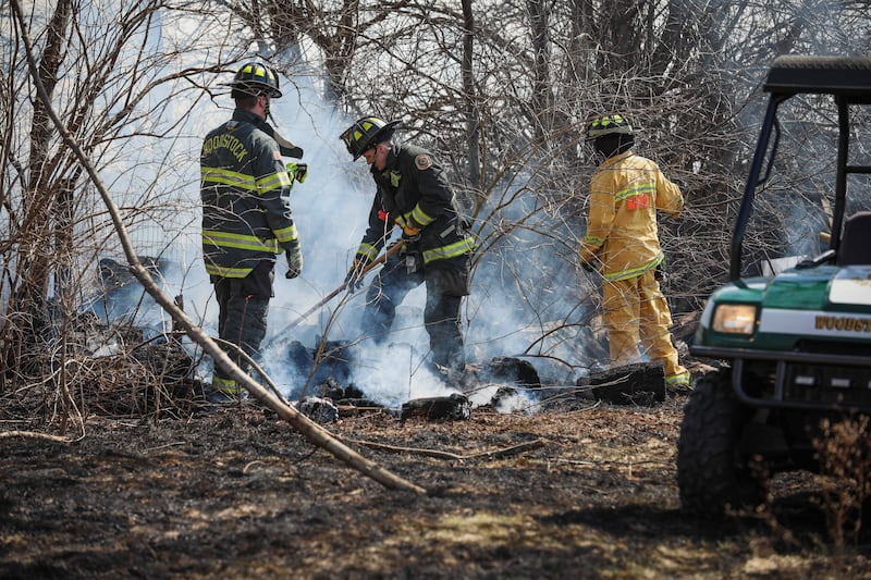 Marengo Fire & Rescue Districts responded to the first fire at 12:56 p.m. to the 1500 block of Vermont Road near Woodstock.