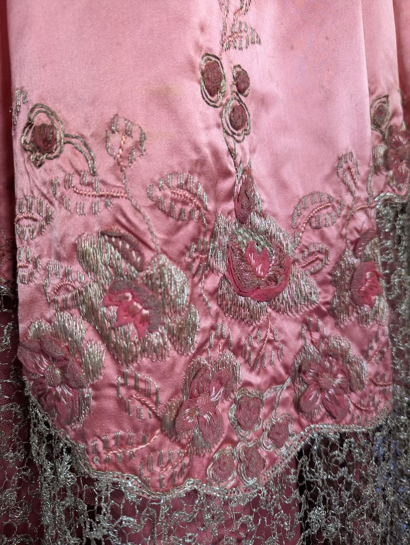 Detail of Nelle Fabyan's 1910 Georges Doeuillet gown to be revealed in full at an April 18 reception at the Fabyan Villa Museum. The dress will go on permanent display to the public May 2.