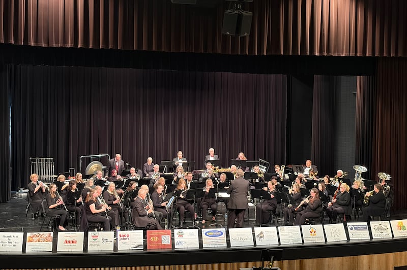 The River Valley Wind Ensemble performs during their annual Holiday Concert on Sunday, Dec. 14, 2025, at Olivet Nazarene University’s Larsen Fine Arts Center in Bourbonnais.