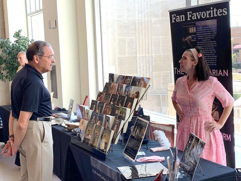 Writers Bambi Harris and Ralph Schiller discuss their work at DeKalb Public Library's Authors' Fair.